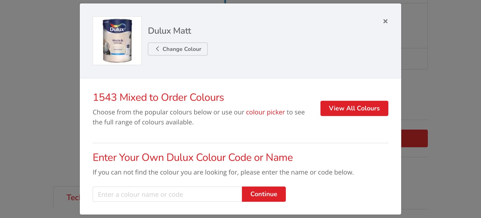 Mix to order colour picker