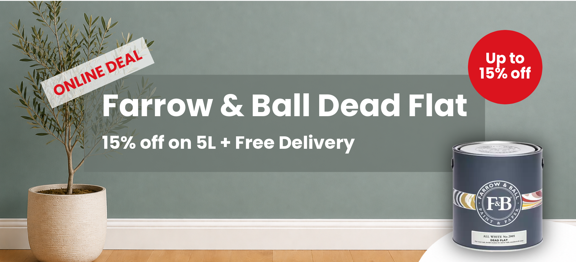 Farrow & Ball Dead Flat - 15% off on 5L