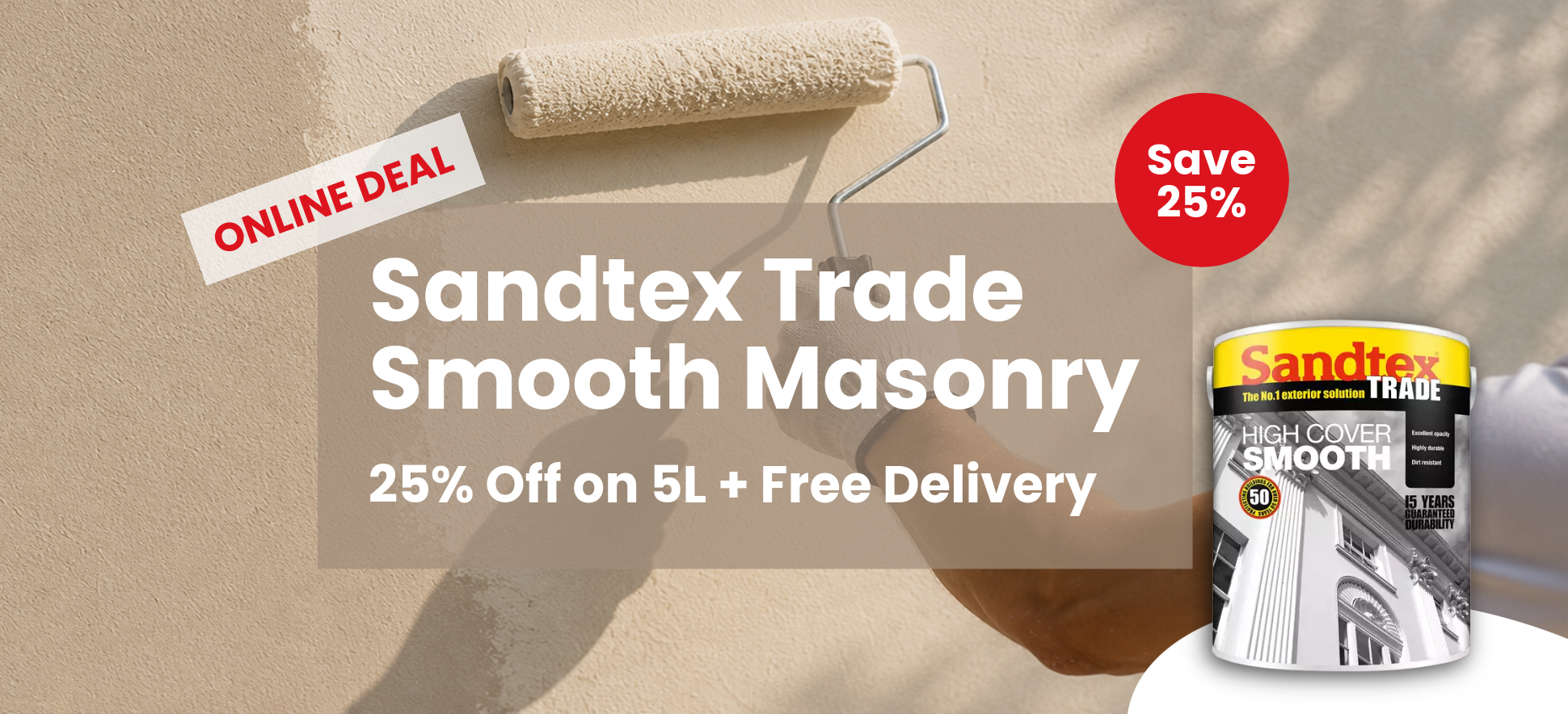 Sandtex Trade Smooth Masonry - 25% off 5L