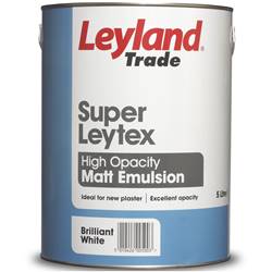 Buy 3 for £69 on Leyland Trade Super Leytex Matt Emulsion 10L Ready Mixed Brilliant White
