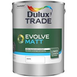 50% Off & Free Delivery on Dulux Trade Evolve Matt White 35% Recycled Paint 5 litre
