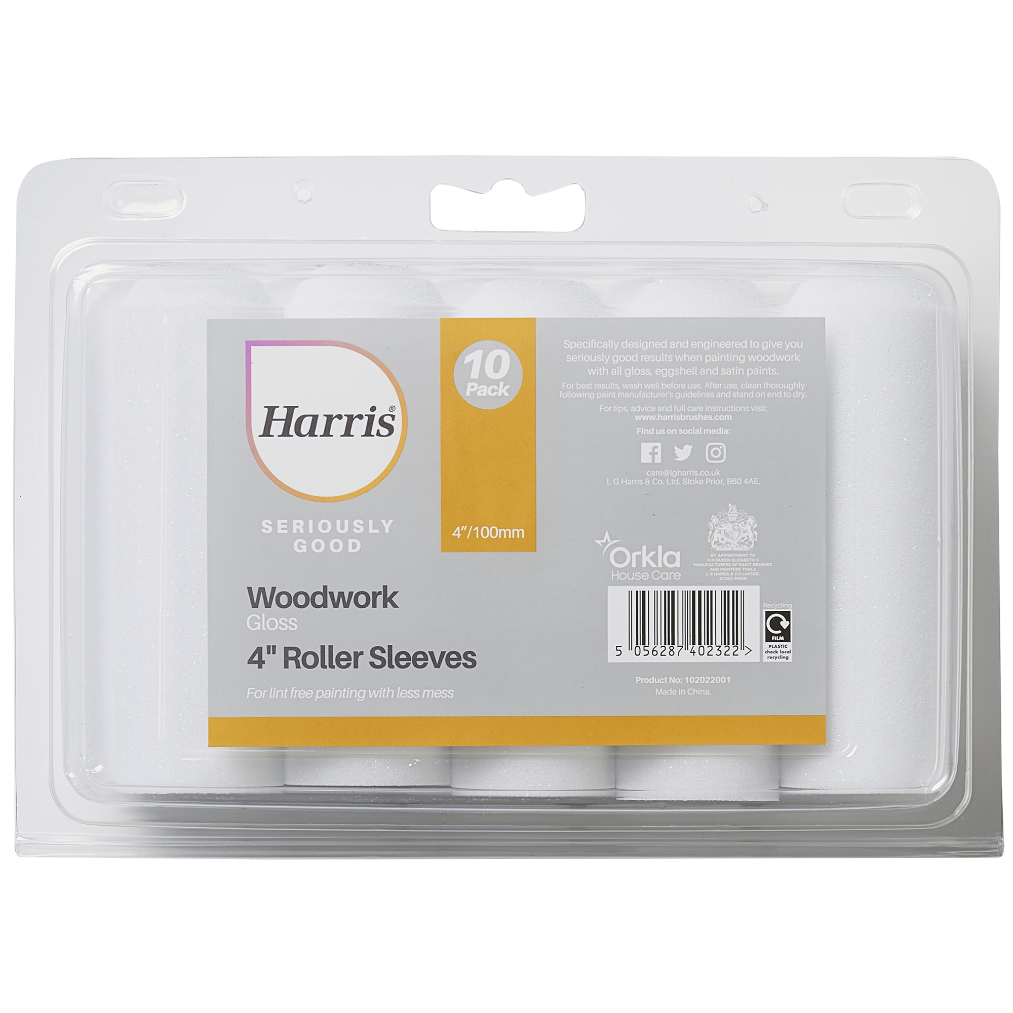 Harris Seriously Good Woodwork Gloss Mini Roller Sleeve 4 Inch 10 Pack